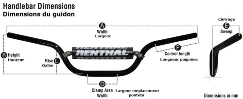 Guidon RENTHAL Twinwall 997 RC/Honda CRF/Kawasaki KX-KXF