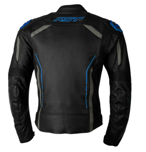 Veste RST S1 CE cuir - noir/gris/bleu fluo