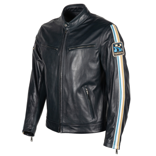 Blouson HELSTONS RACE Cuir Aniline BLEU (1)