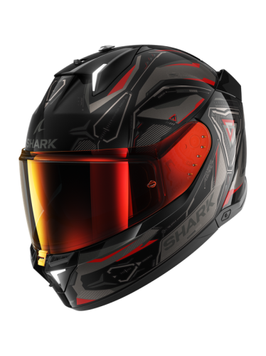 CASQUE SHARK SKWAL i3 LINIK NOIRE ROUGE GRIS MAT