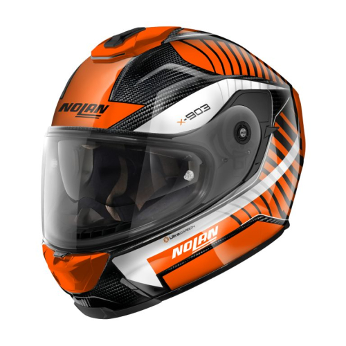 Casque Nolan X-903 Ultra Carbon Starlight N-Com Orange/Blanc