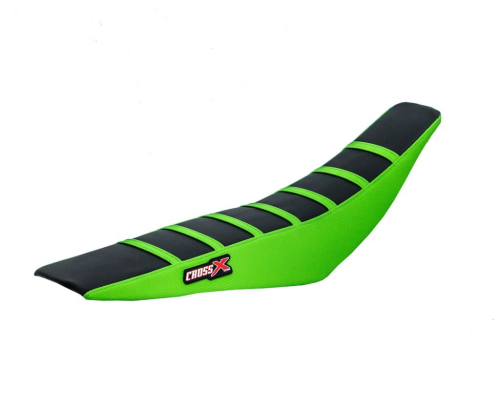 HOUSSE DE SELLE  KAWASAKI KX 125 03-07 KX 250 03-07 TOP BLACK- SIDE GREEN-STRIPES GREEN (M214-3BGG)