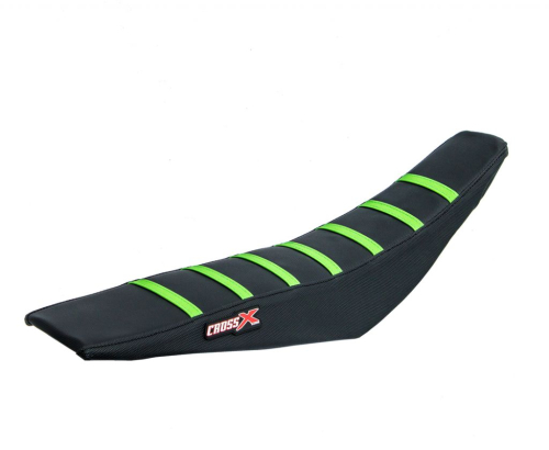 HOUSSE DE SELLE  KAWASAKI KX 65-110 - TOP BLACK- SIDE BLACK-STRIPES GREEN 