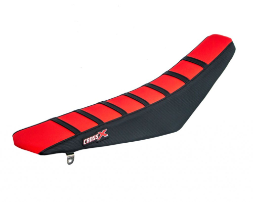 HOUSSE DE SELLE HONDA CRF 150R - TOP RED- SIDE BLACK-STRIPES BLACK 