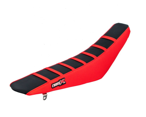 HOUSSE DE SELLE HONDA CRF 250 - 450  TOP BLACK- SIDE RED-STRIPES RED (1)