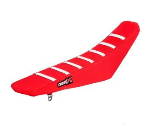 HOUSSE DE SELLE HONDA CRF 450 - TOP RED- SIDE RED-STRIPES WHITE  (2)