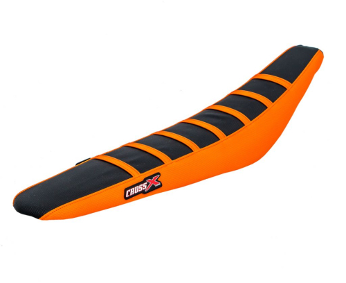 HOUSSE DE SELLE KTM LC SX 50 - TOP BLACK- SIDE ORANGE-STRIPES ORANGE (1)