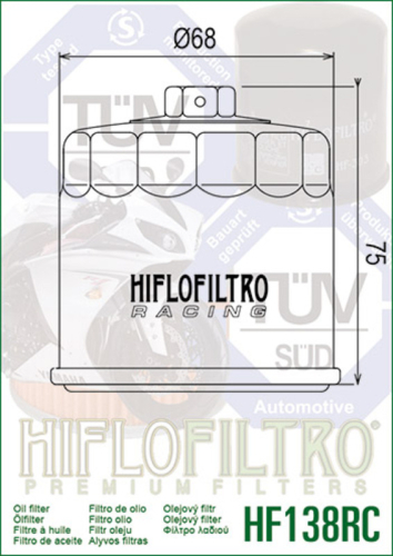 Filtre à huile HIFLOFILTRO Racing - HF138RC