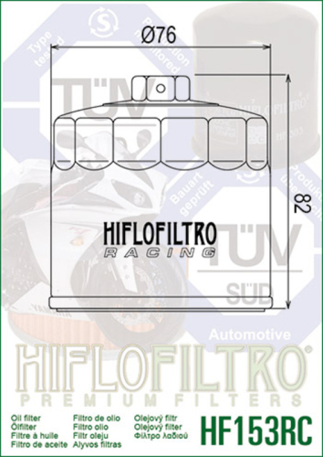 Filtre à huile HIFLOFILTRO Racing - HF153RC