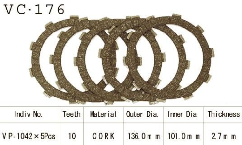 Kit Disques d'Embrayage Garnis Trx250 Fourtrax 1985/1987