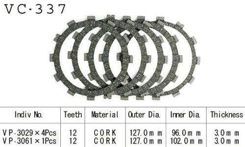 Kit Disques d'Embrayage Garnis Ts 125 Er/X 1978/1981