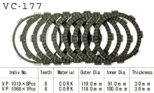 Kit Disques d'Embrayage Garnis Vf500 F 1984/1986