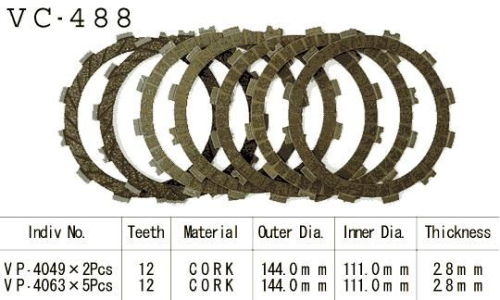 Kit Disques d'Embrayage Garnis Cross Kx125 96 2005