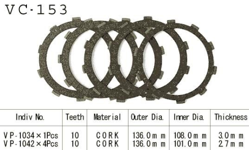 Kit Disques d'Embrayage Garnis Cb250 Rs 1980/1983