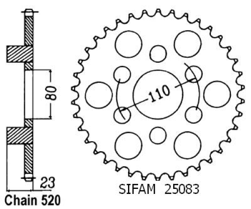 Couronne 125 Af1 Futura/Europa - 520 - 38 Dents - Similaire JTR19