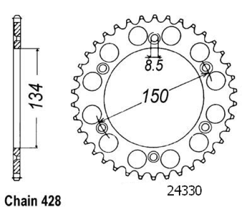 Couronne 125 Kdx 1990-1998 - 428 - 52 Dents - Similaire JTR459