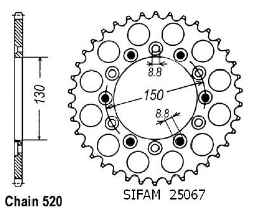 Couronne 125 Rx R 1991 - 520 - 48 Dents - Similaire JTR245/2