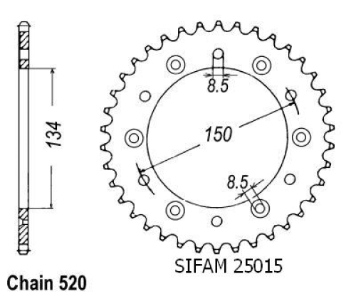 Couronne Alu Kawasaki 125/250 Kx 1983-2007 - 520 - 48 Dents - Similaire JTA460