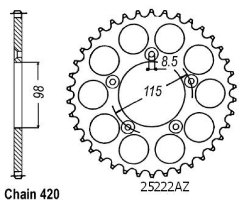 Couronne Alu Ktm Sx60/65 1998-2002 - 420 - 50 Dents - Similaire JTA894