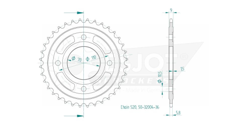 Couronne Cb 400 N 1983 - 520 - 36 Dents