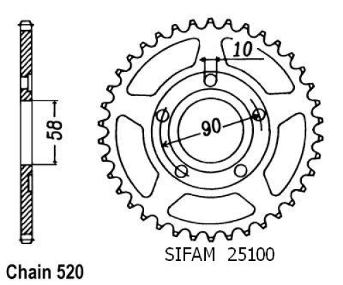 Couronne Crm 125 1990-2000 - 520 - 40 Dents - Similaire JTR604