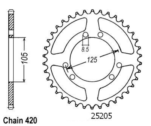 Couronne Derbi Senda 50 2000 - 6 Trous - 420 - 50 Dents - Similaire JTR1131