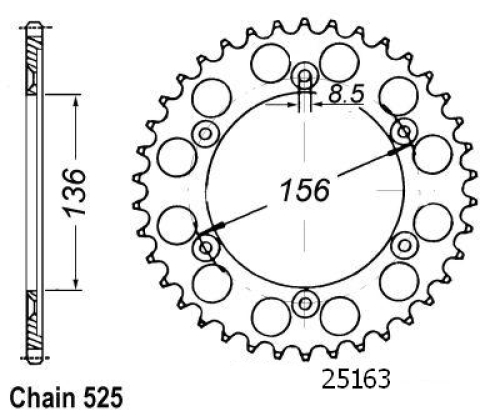 Couronne Dr 650 Se 1996-2000 - 525 - 41 Dents - Similaire JTR1791