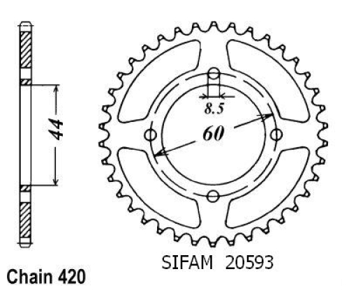 Couronne Dt 50 Mx 1981-1985 Ty 50 1978-1980 - 420 - 42 Dents - Similaire JTR832