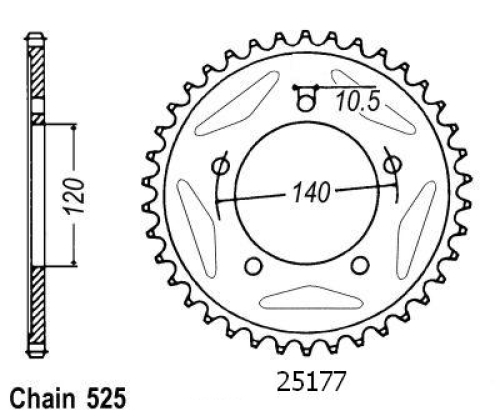 Couronne Gsx-r 600 2006-2007 - 525 - 43 Dents - Similaire JTR1792