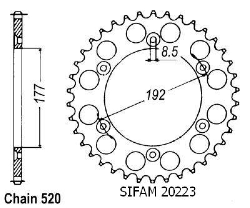 Couronne Husqvarna 125/250 Cr/Wr 1985-1987 - 520 - 48 Dents - Similaire JTR223