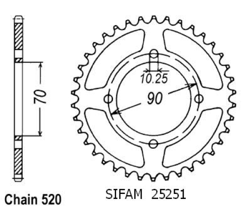 Couronne Kawasaki Ksf 250 Mojave - 520 - 43 Dents - Similaire JTR1414