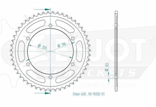 Couronne Tzr 125 Belgarda - 428 - 51 Dents