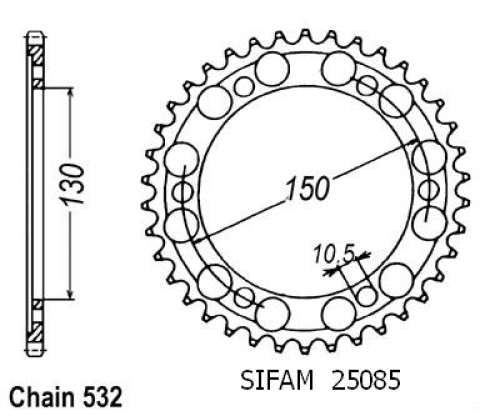 Couronne Xjr 1200 1995-1998 - 532 - 38 Dents - Similaire JTR866