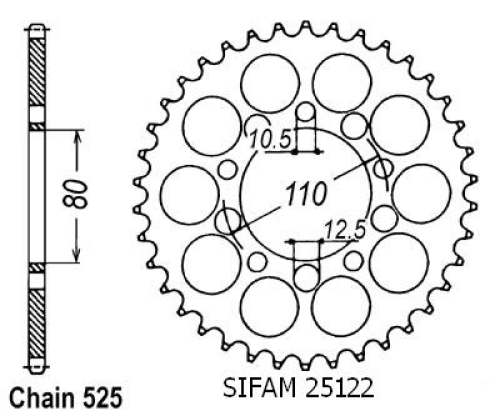 Couronne Xrv 750 Africa Twin - 525 - 46 Dents - Similaire JTR1332