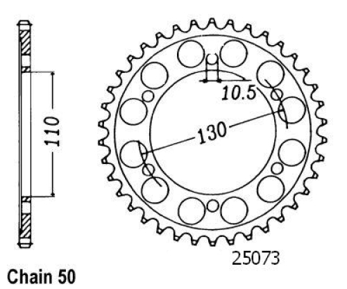 Couronne Yzf 600 R6 2003-2005 - 530 - 48 Dents - Similaire JTR479