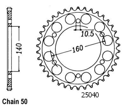 Couronne Zx-2011 Zzr 1995-1998 - 530 - 44 Dents - Similaire JTR502