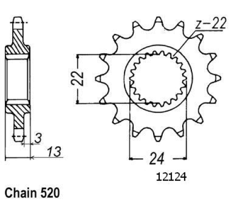 Pignon Aprilia 650 Pegaso 1991-1999 - Moto' 6.5 1995-1999 - 520 - 16 Dents - Similaire JTF1126