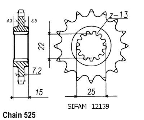 Pignon Daytona 600/650 - 525 - 14 Dents - Similaire JTF1515