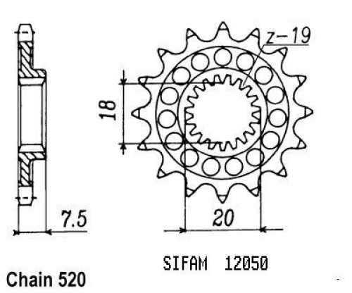 Pignon Honda - 125 Cr 1987-2001 - 520 - 13 Dents - Similaire JTF326