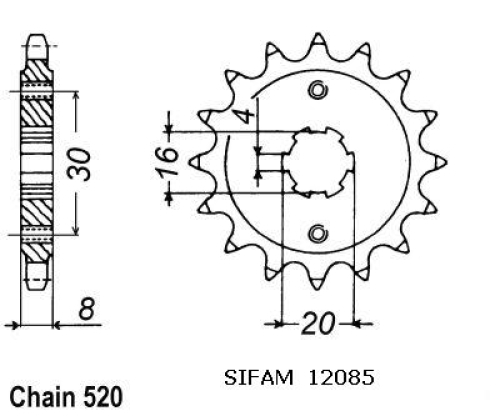 Pignon Husqvarna 125 Wr 1990-1994 - 520 - 14 Dents - Similaire JTF718