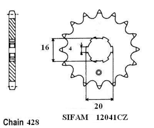 Pignon Rd 80 Lc2 1983-1985 - IDEM 10436CZ EN PAS 428  - 14 Dents