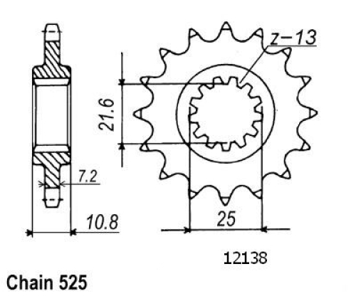 Pignon Tdm 850 1996-2000 - Trx 850 1996-1998 - 525 - 16 Dents - Similaire JTF1586