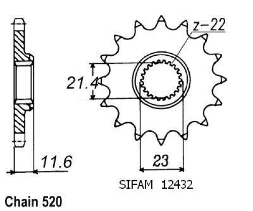 Pignon Yamaha 250 Ttr 1993-2004 - 520 - 13 Dents - Similaire JTF583