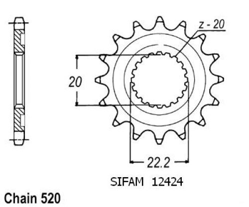 Pignon Yamaha Yzf/Wrf 250 2001-0 - 520 - 12 Dents - Similaire JTF1590