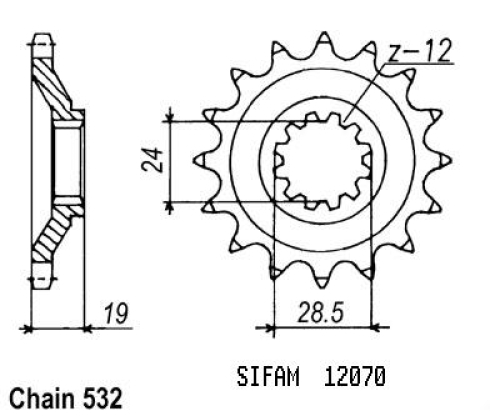 Pignon Zx-10 Tomcat 1988-1991 - 532 - 17 Dents - Similaire JTF525