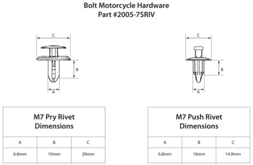 Rivets plastique M7 BOLT 10 pièces