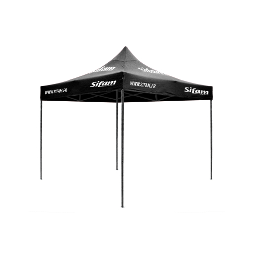 Barnum Publicitaire 3x3m Noir Structure Acier - Toile polyester - Sans Coté