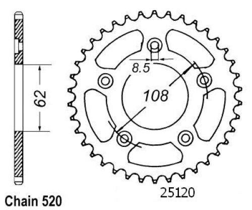 Couronne Acier Cagiva - 520 - 42 Dents - Similaire JTR701 - Made in Germany