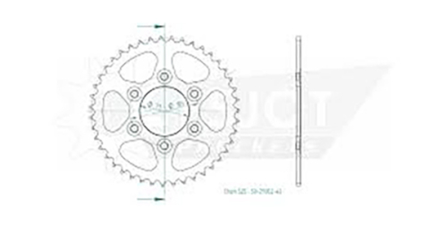 Couronne Acier Ducati - 525 - 43 Dents - Made in Germany ref: 50-29052-43