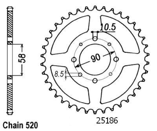 Couronne Acier Honda - 520 - 39 Dents - Similaire JTR273 - Made in Germany